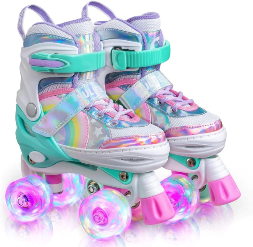 Children'S Full Flash Skates Beginner Practice Double-Row Roller Skates Adjustable Children'S Skates Outdoor Fitness Skates