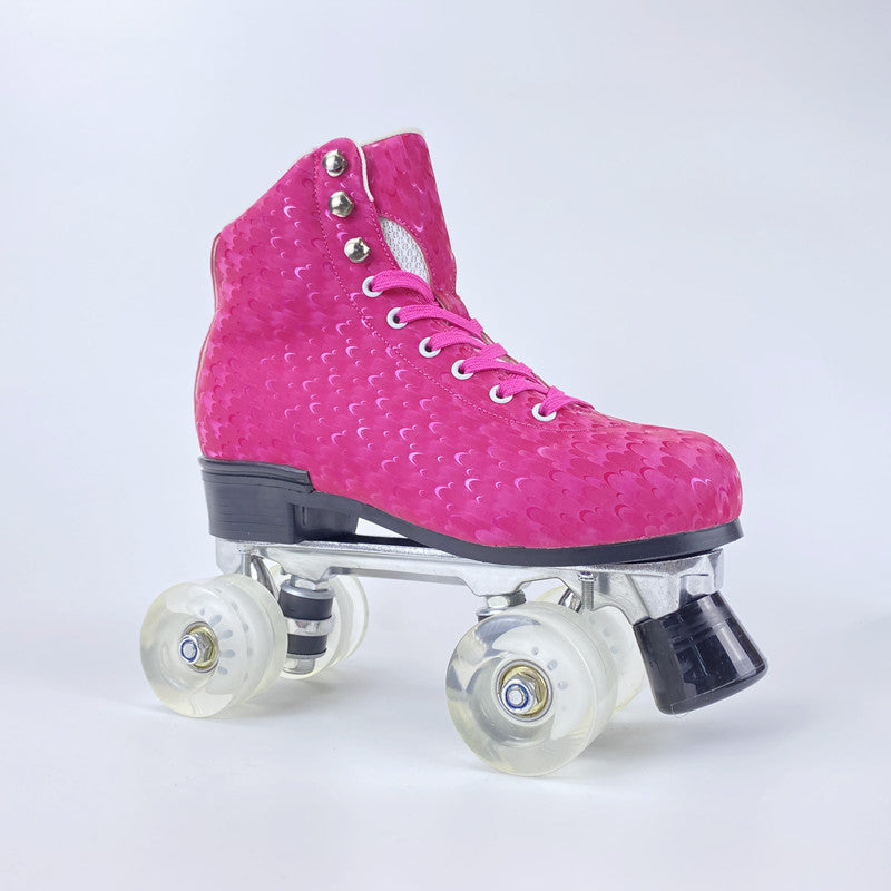 Woman Flashing Roller Quad Skate Roller Skates