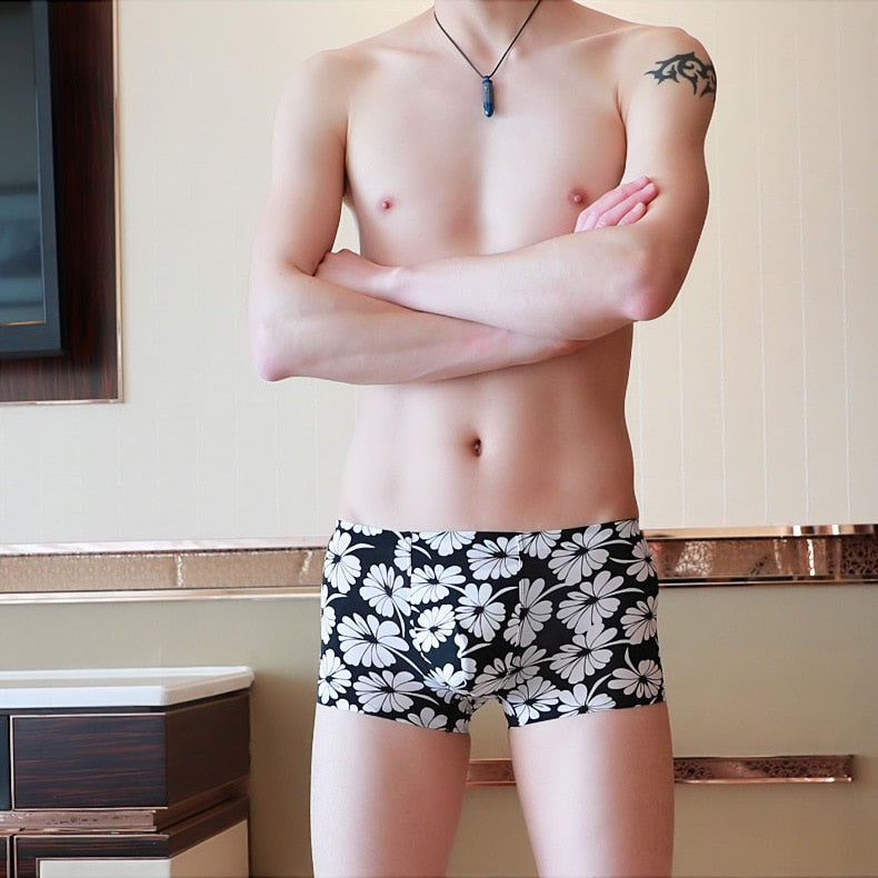 Solid Silk Cuecas Masculina Calzoncillo Boxer Shorts