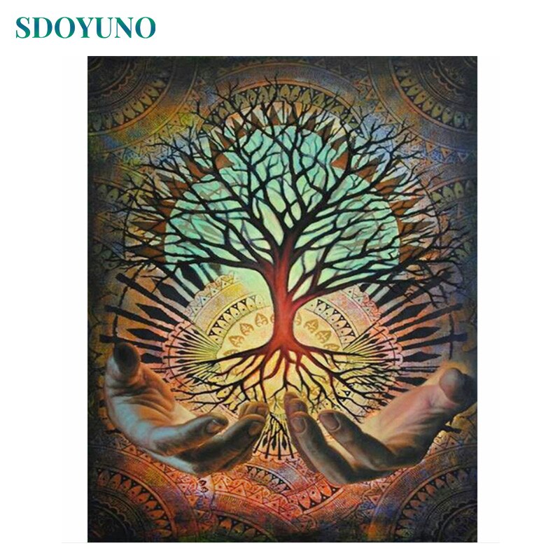 SDOYUNO Four Seasons Tree 60x75cm DIY Framed Painting By Numbers For Adults Room Decoration Home Decor Numbers Painting Gift