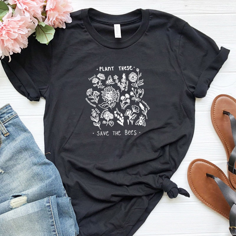 Wild flower graphic T-shirts Women