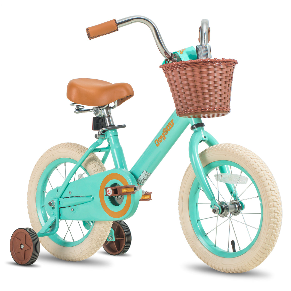 JOYSTAR 12 14 16 18 Inch Kids Bike with Basket and Training Wheels for 2-9 Years Old Girls Boys Bicycle Green Beige Pink