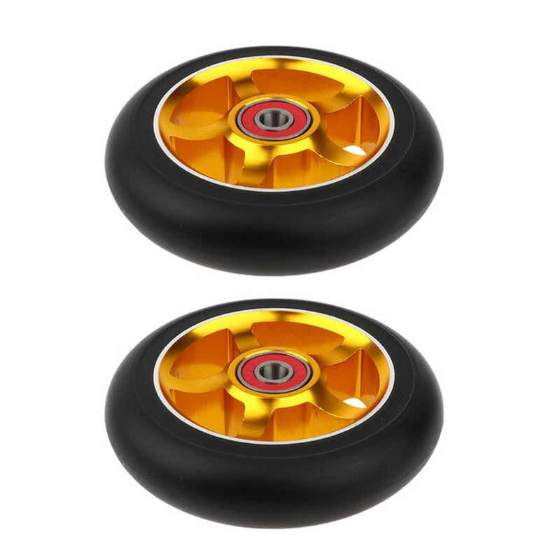 2Pcs/Set Aluminum Alloy 100Mm Pro Stunt Scooter Wheels with Bearing Kick Scooters Scooter Parts Wheels Replacements Accessories