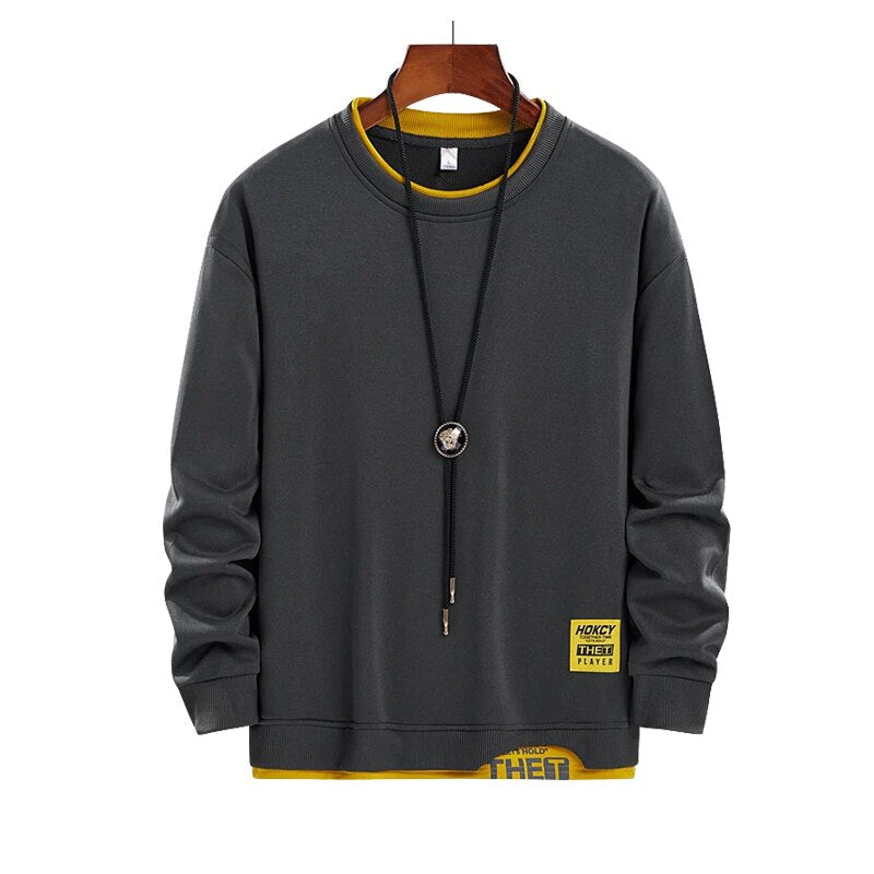 Brand Men Sweatshirts 2022 Spring Autumn Hip Hop Streetwear Mens Pullover Sweatshirt Hoodies Mens Patchwork Outwear Male Top 4XL