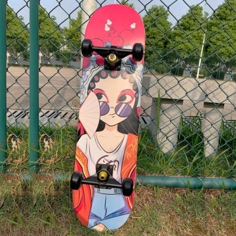 Skateboarders 79Cm/31" Beginner Adult Kids Maple Complete Skate Board Cool Double Rocker Skateboard High Speed Drift Skateboard