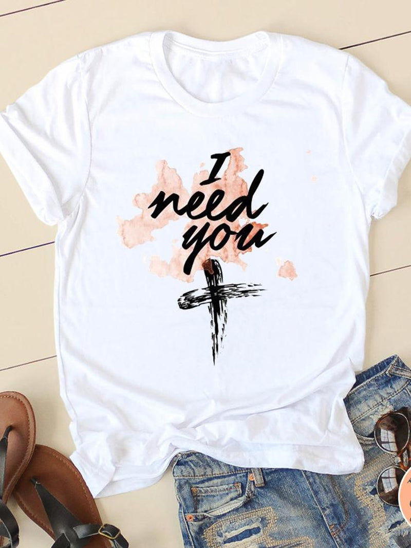 Clothing Summer Letter Printing 2022 Short Sleeve Ladies Casual Women Fashion Graphic Tee T-Shirts Female T Shirt Clothes