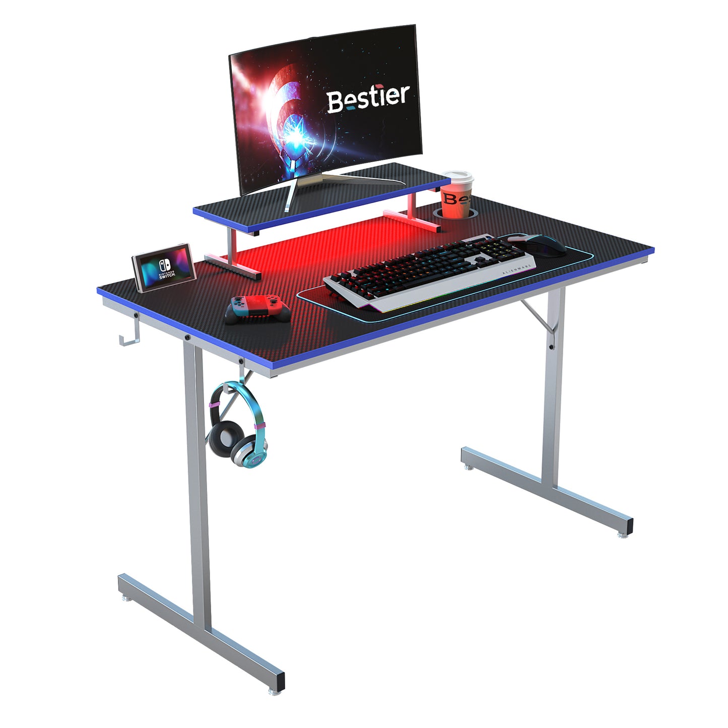 44" Gaming Desk With PC Stand