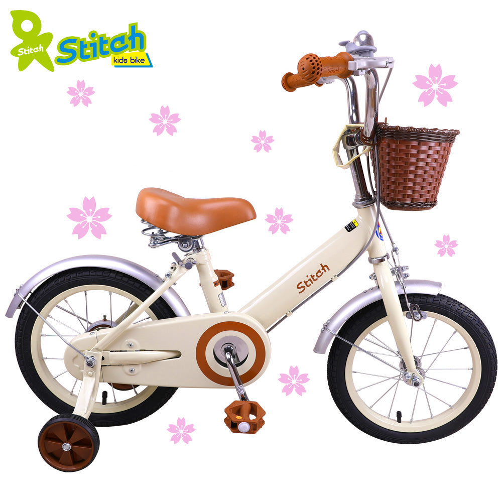 JOYSTAR 12 14 16 18 Inch Kids Bike with Basket and Training Wheels for 2-9 Years Old Girls Boys Bicycle Green Beige Pink