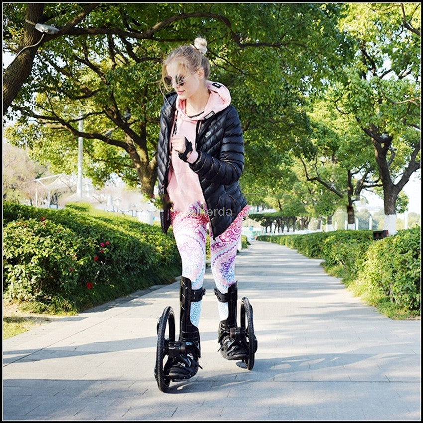 Outdoor Sport Street Slip Rubber Roller Skate 16 Inch 2 Big Wheels Inline Skating Shoes Size 34-43Cm Freeline Skateboard TF-02