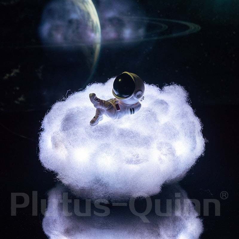Colorful Clouds Astronaut Lamp With Rainbow Effect Night Light
