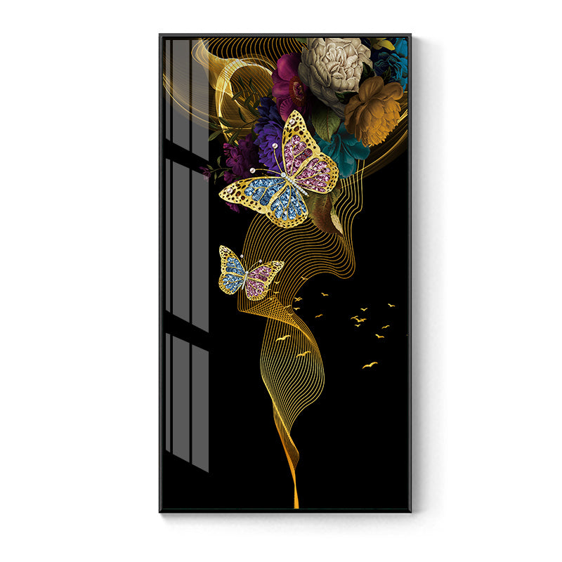 Golden Abstract Banana Leaf 5D Crystal Porcelain Painting