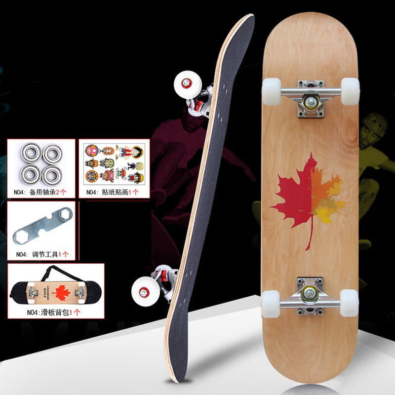 Skateboarders 79Cm/31" Beginner Adult Kids Maple Complete Skate Board Cool Double Rocker Skateboard High Speed Drift Skateboard