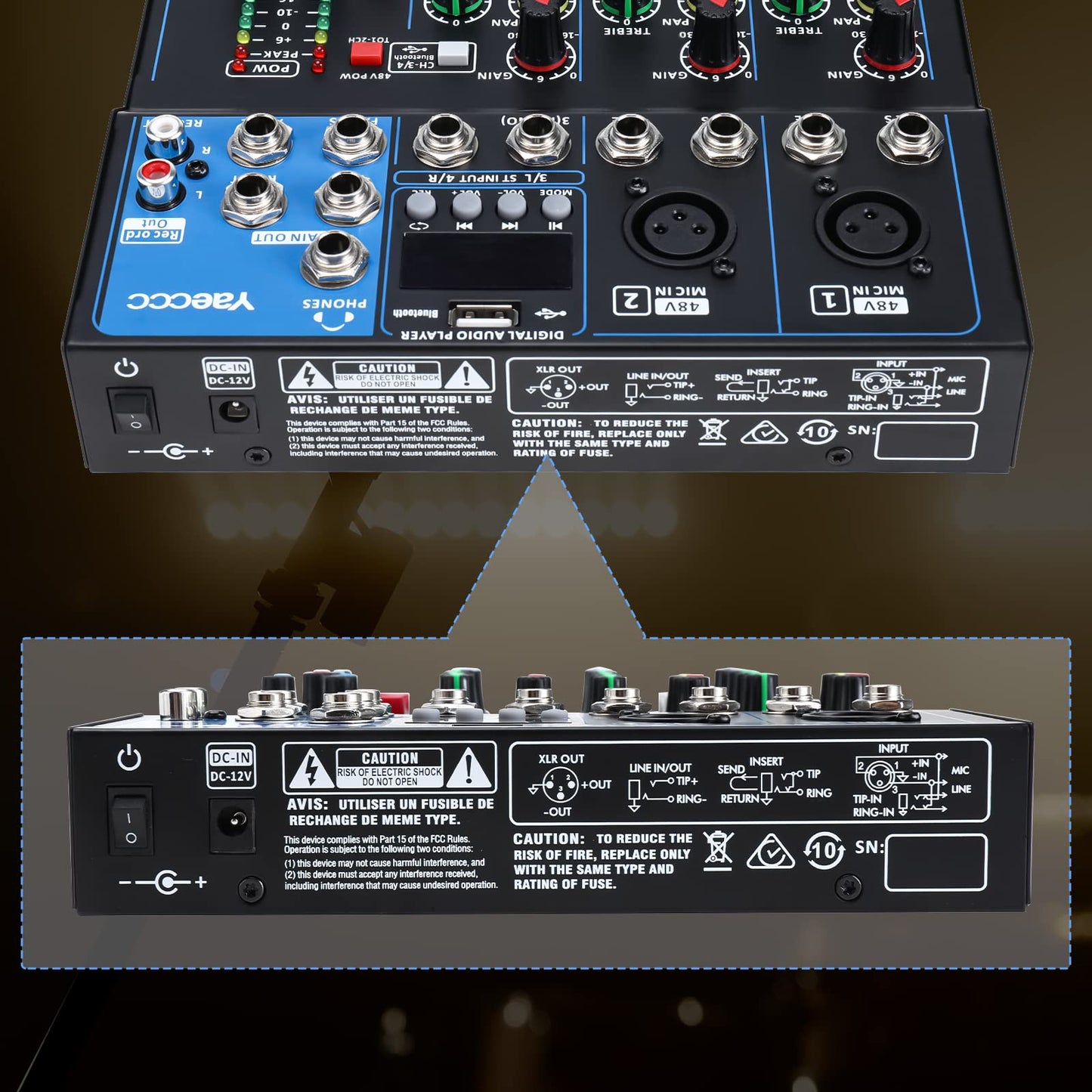 4 Channel Live Studio Stereo Audio Mixer Sound Mixing Mixer Console with USB Interface