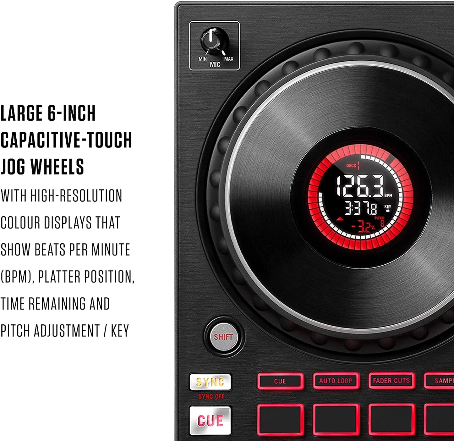 Numark Mixtrack Pro FX – 2 Deck DJ Controller For Serato DJ with DJ Mixer, Built-in Audio Interface, Capacitive Touch Jog Wheels and FX Paddles