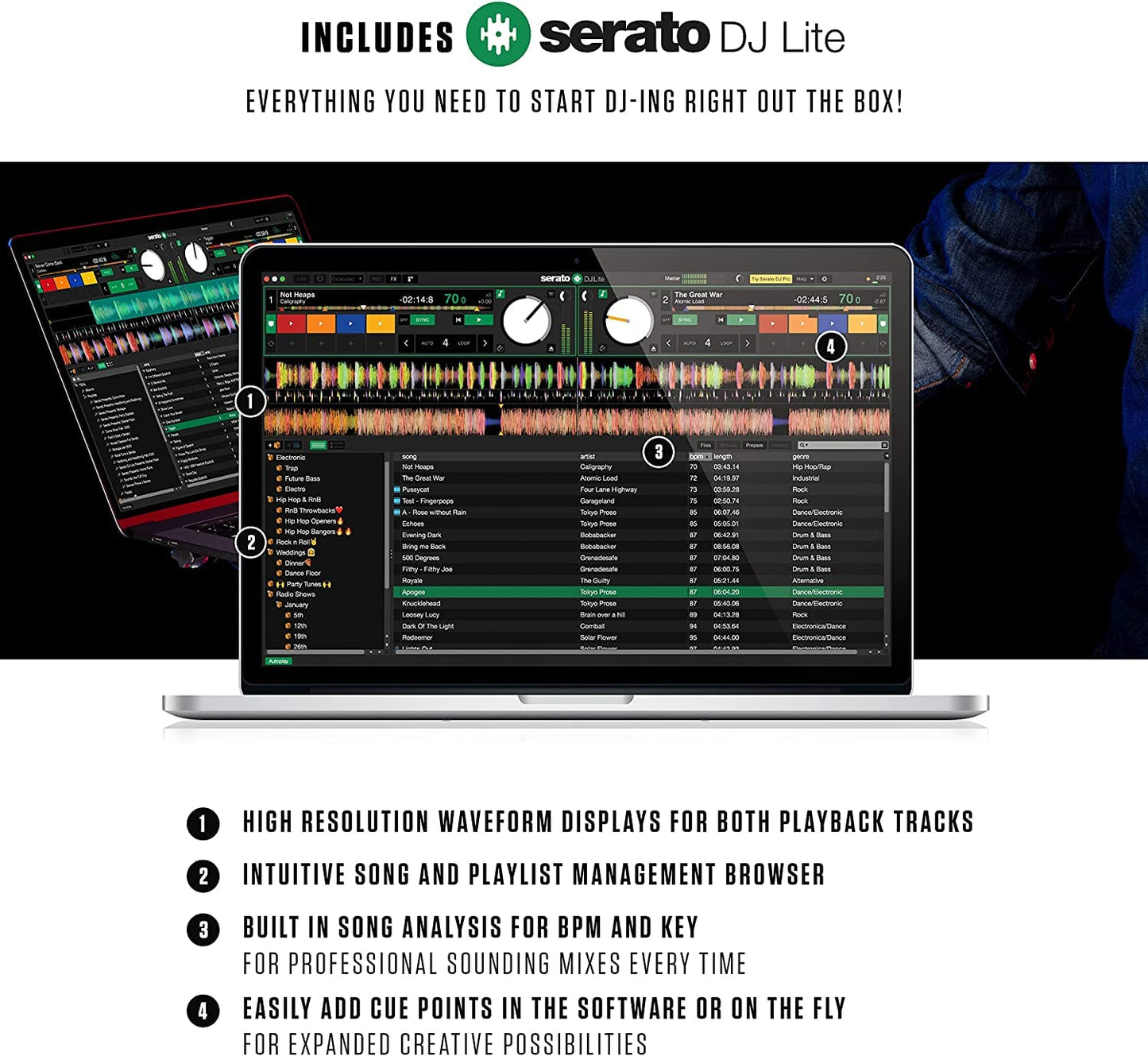 Numark Mixtrack Pro FX – 2 Deck DJ Controller For Serato DJ with DJ Mixer, Built-in Audio Interface, Capacitive Touch Jog Wheels and FX Paddles