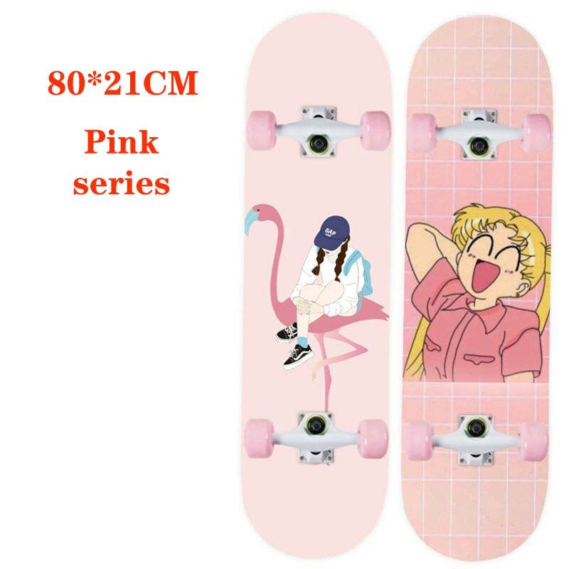 2021 New Pink Series Hot 79*21CM Skateboard Double Vertical Four Wheel Skateboard Skateboard Bamboo Enny Board Long Board Deck