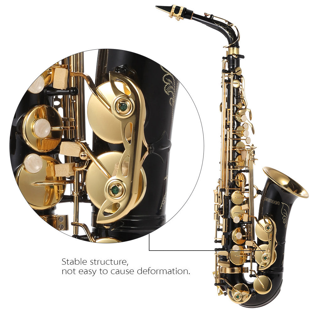 Ammoon Eb Alto Saxophone Brass Lacquered Gold E Flat Sax 82Z Key Type Woodwind Instrument High Quality in Stock with Accessories