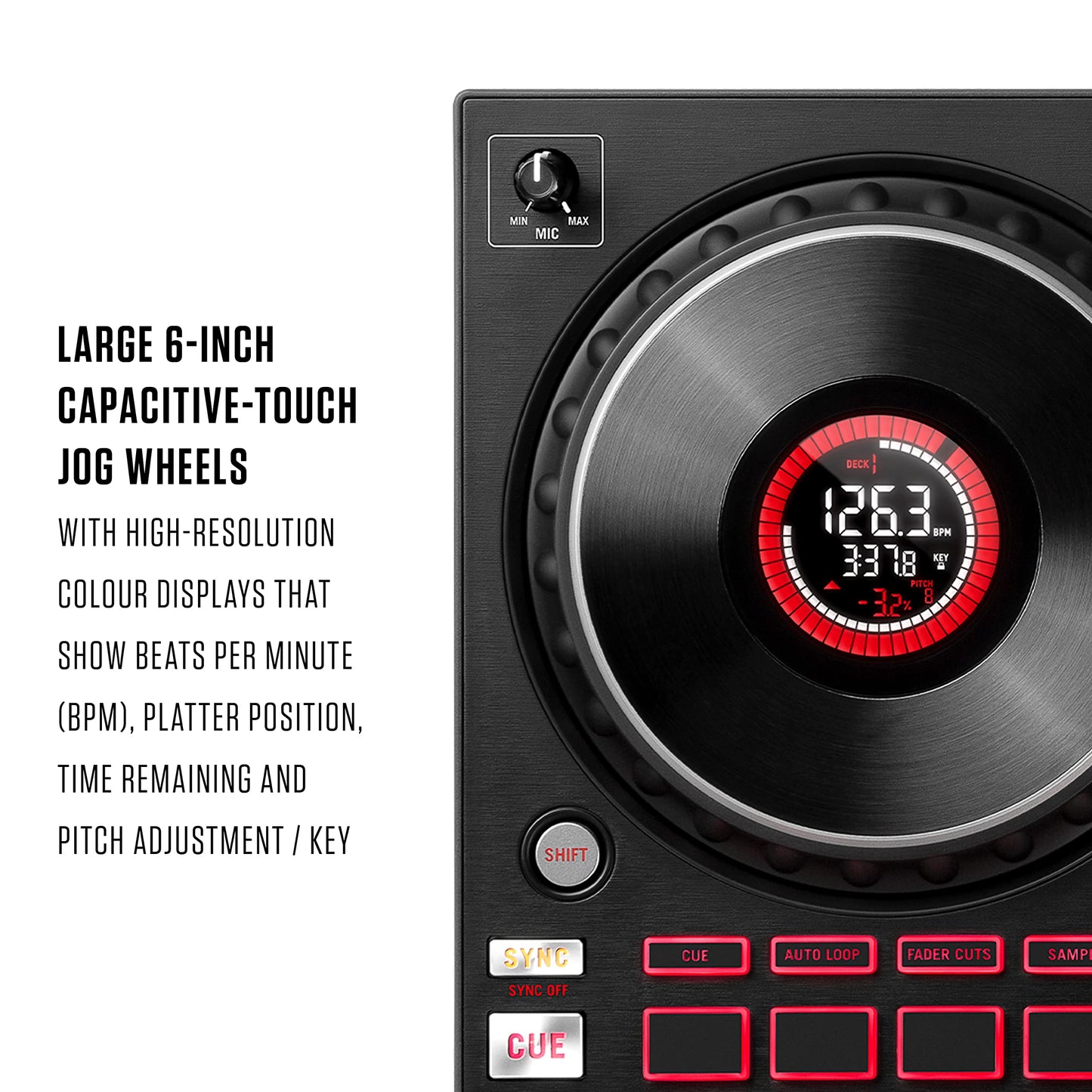 Numark Mixtrack Pro FX – 2 Deck DJ Controller For Serato DJ with DJ Mixer, Built-in Audio Interface, Capacitive Touch Jog Wheels and FX Paddles