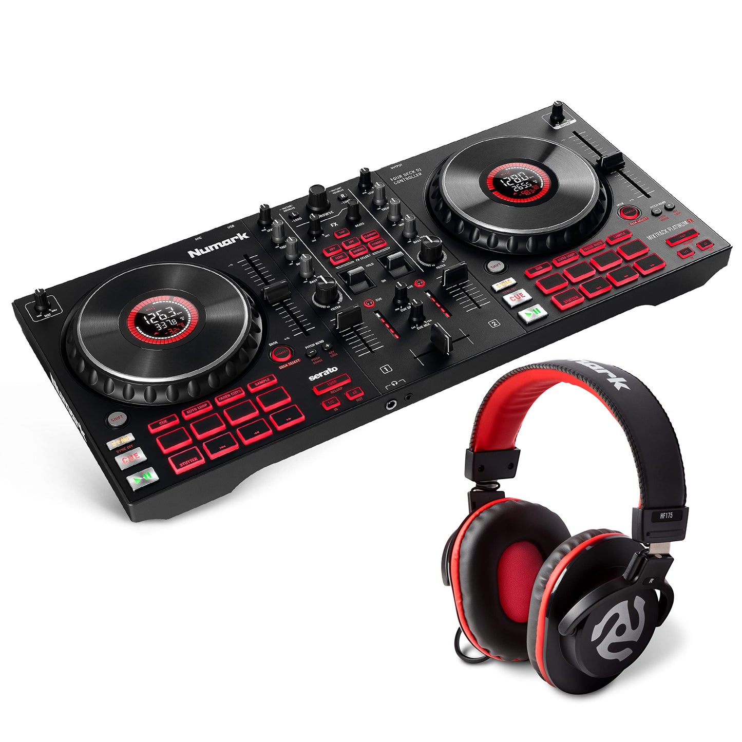 Numark Mixtrack Pro FX – 2 Deck DJ Controller For Serato DJ with DJ Mixer, Built-in Audio Interface, Capacitive Touch Jog Wheels and FX Paddles