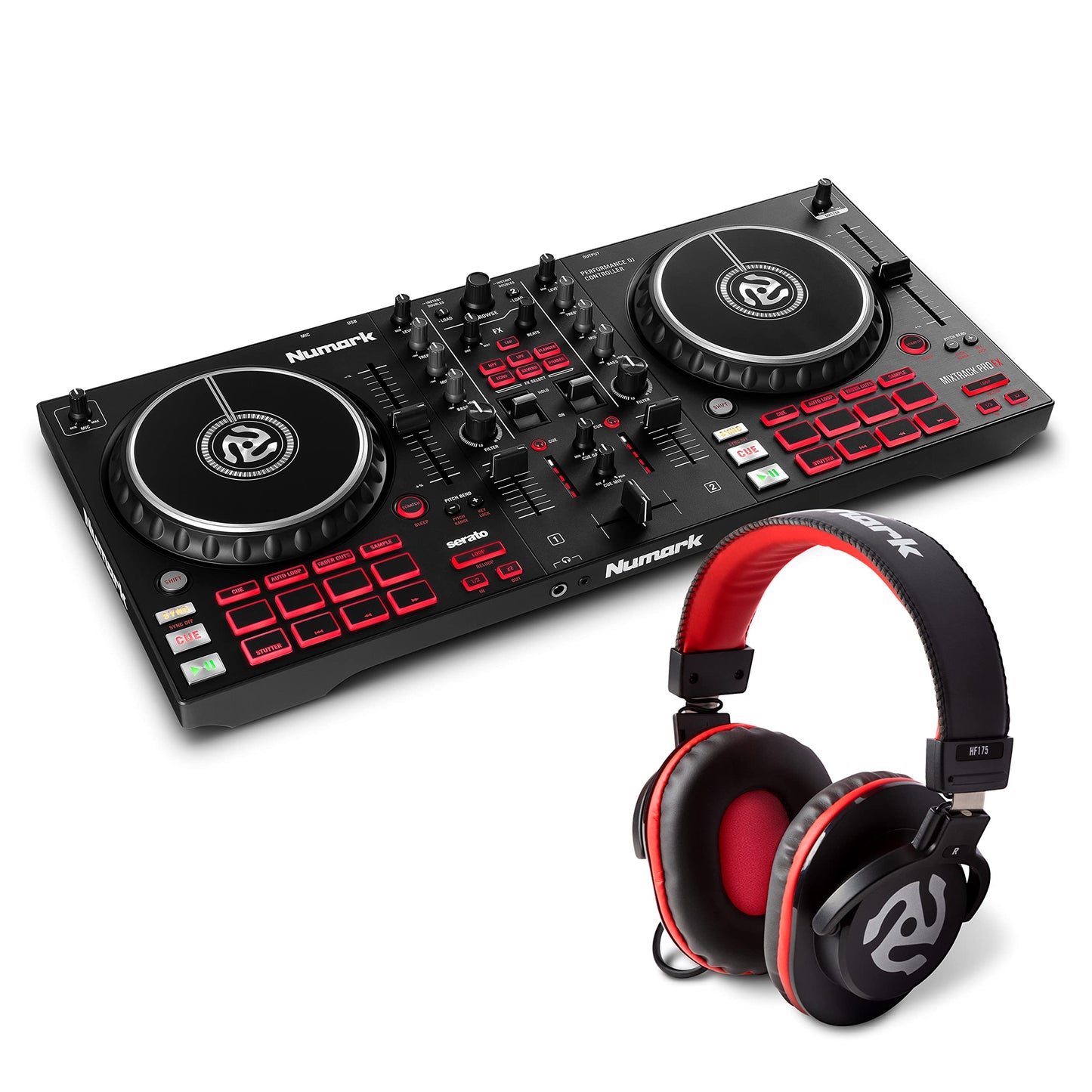 Numark Mixtrack Pro FX – 2 Deck DJ Controller For Serato DJ with DJ Mixer, Built-in Audio Interface, Capacitive Touch Jog Wheels and FX Paddles