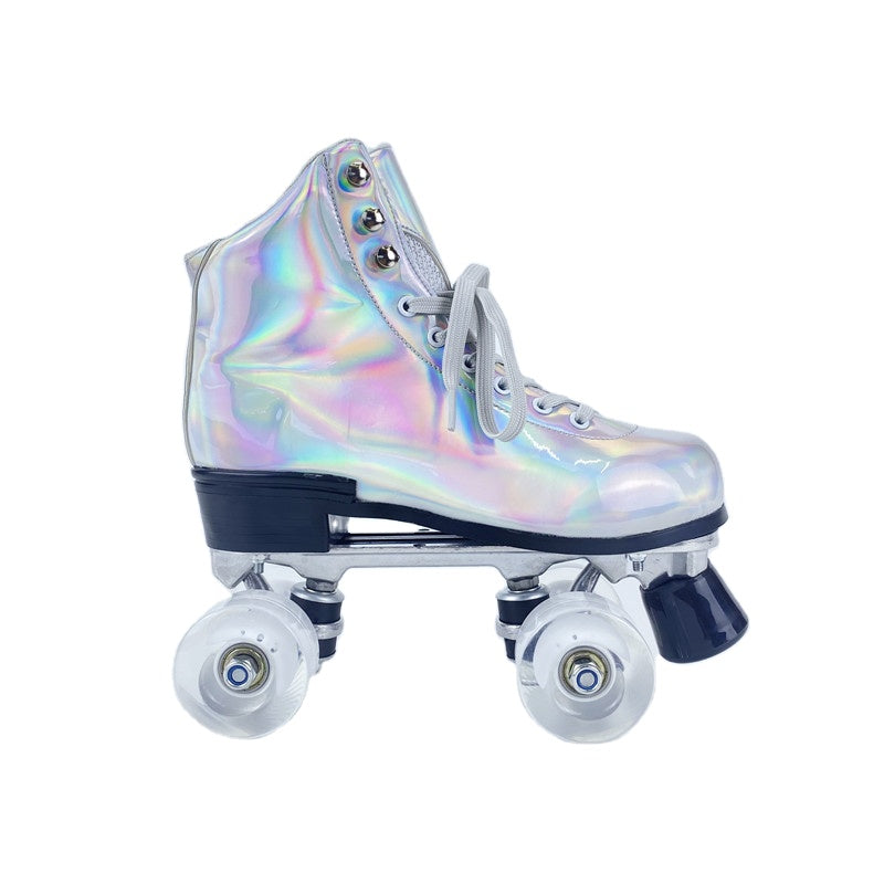Woman Flashing Roller Quad Skate Roller Skates
