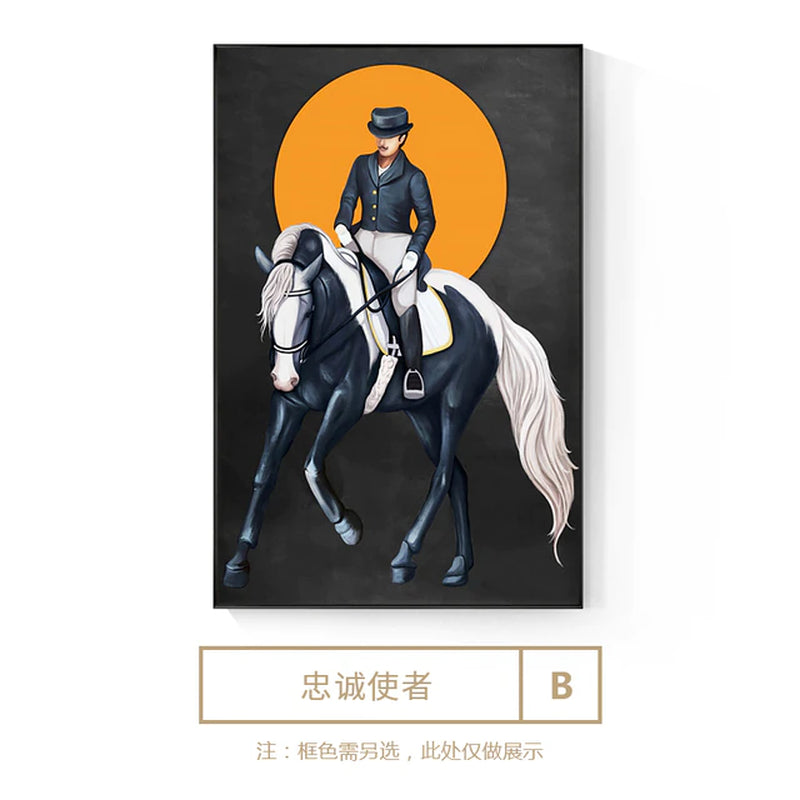 Modern Horse Riding Canvas Painting Posters and Print Nordic Art Wall Rider Pictures for Living Room Bedroom Aisle Home Decor