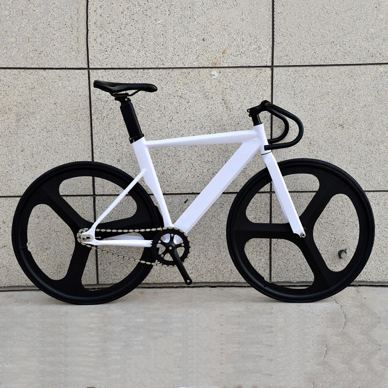 Fixed Gear Bike 700C Muscular Aluminum Alloy Frame 48Cm 52Cm 56Cm Track Fixie Bicycle with Double 3 Spokes Wheel and V Brakes
