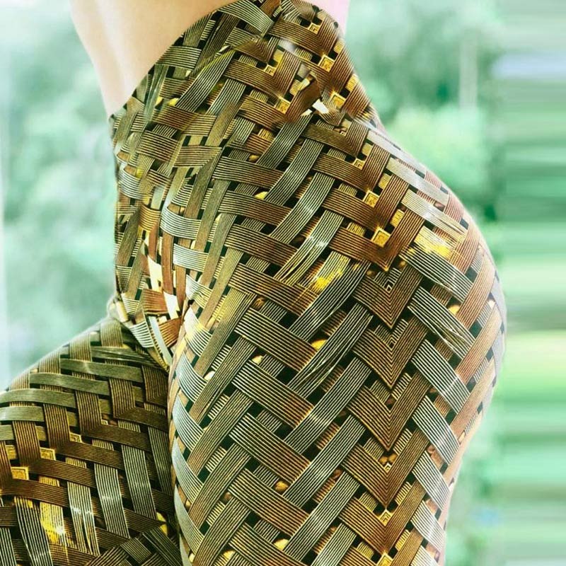 High Waist Designer Crochet Knit Print Push Up Leggings