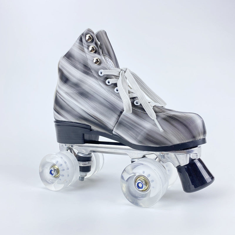 Woman Flashing Roller Quad Skate Roller Skates