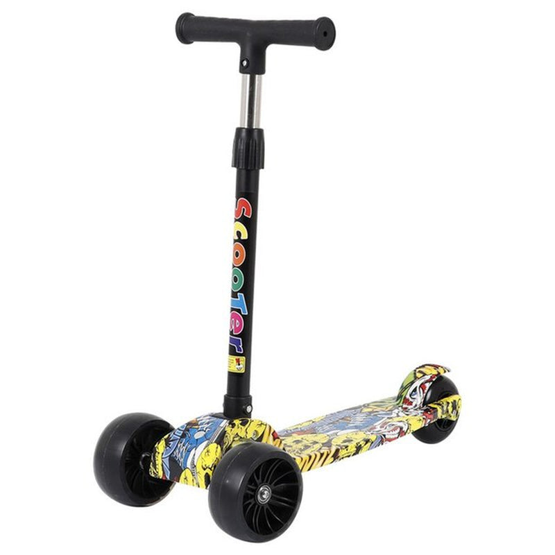 Children'S Scooter Three-Wheeled Light up Graffiti One-Key Folding Portable Scooter with Luminous Wheel