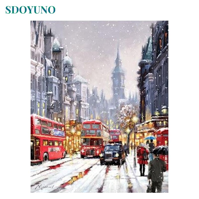 SDOYUNO pictures by numbers Landscape on canvas acrylic Painting By Numbers DIY 60x75cm Frame Digital Painting Draw Number