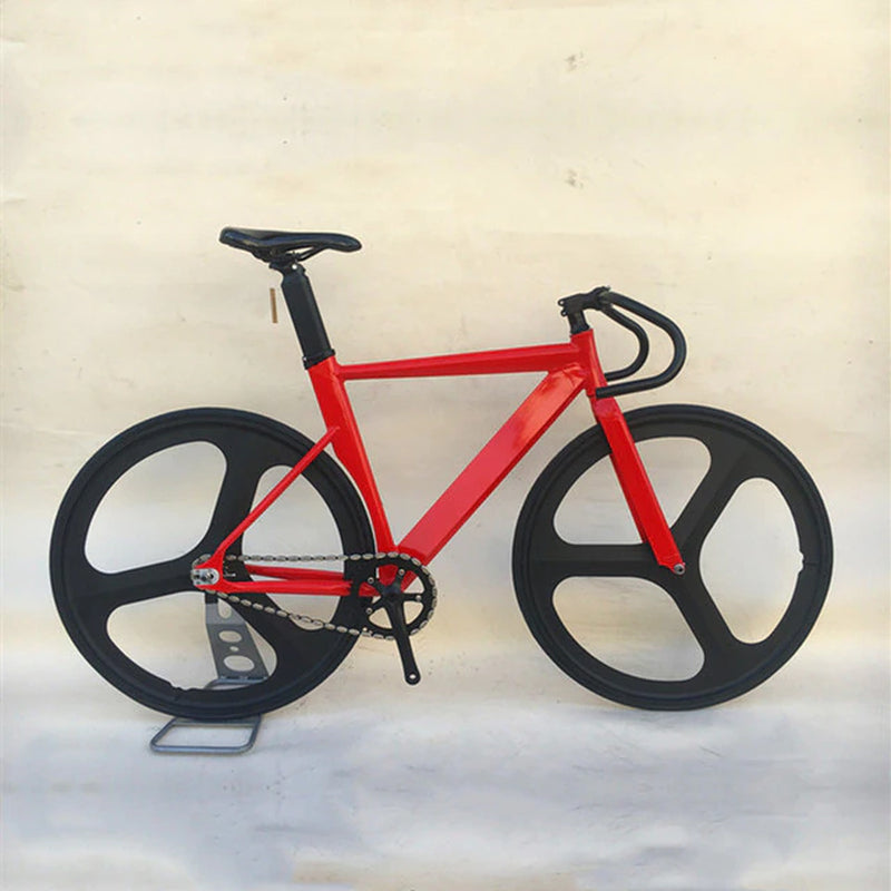 Fixed Gear Bike 700C Muscular Aluminum Alloy Frame 48Cm 52Cm 56Cm Track Fixie Bicycle with Double 3 Spokes Wheel and V Brakes