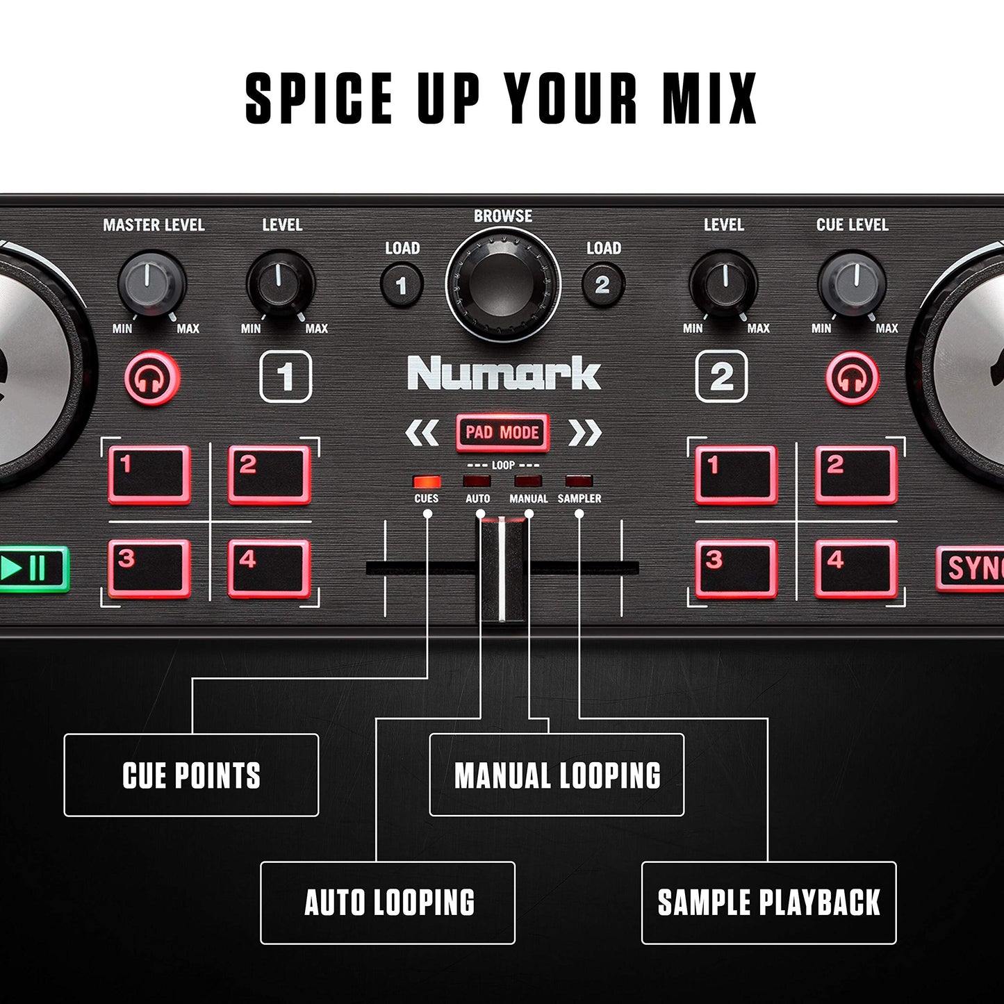 Numark DJ2GO2 Touch – Compact 2 Deck USB DJ Controller For Serato DJ with a Mixer / Crossfader, Audio Interface and Touch Capacitive Jog Wheels