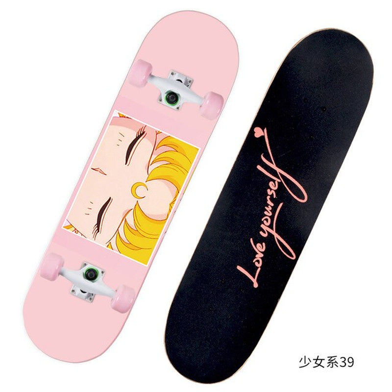 2021 New Pink Series Hot 79*21CM Skateboard Double Vertical Four Wheel Skateboard Skateboard Bamboo Enny Board Long Board Deck