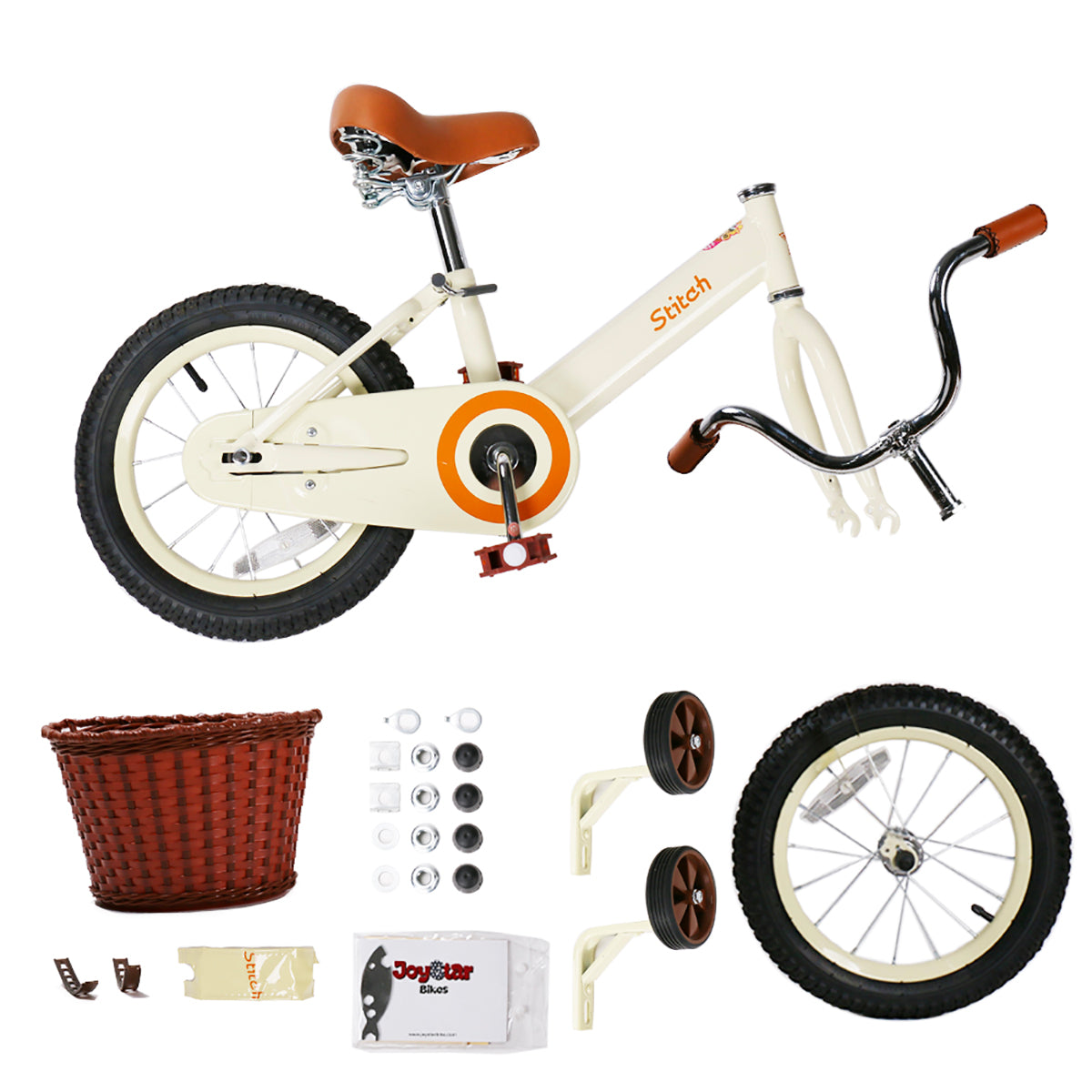 JOYSTAR 12 14 16 18 Inch Kids Bike with Basket and Training Wheels for 2-9 Years Old Girls Boys Bicycle Green Beige Pink