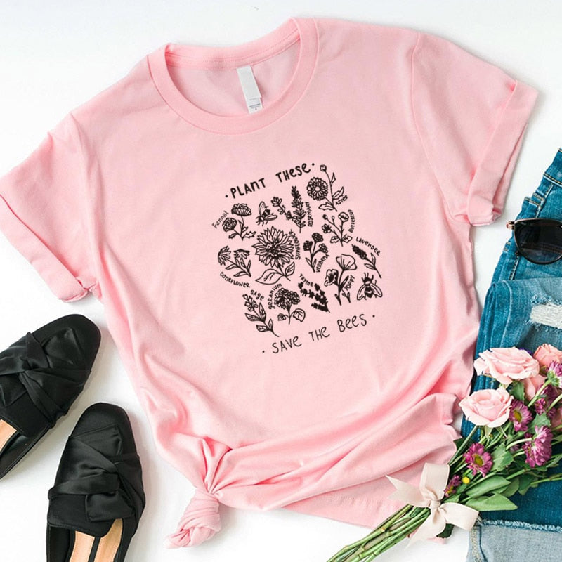 Wild flower graphic T-shirts Women