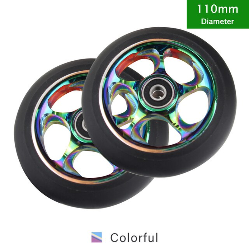 100mm Scooter Wheels Replacement with Bearings Aluminum Wear-Resistant PU Stunt Scooter Parts Kick Scooter Accessories 2pcs/Set Tire