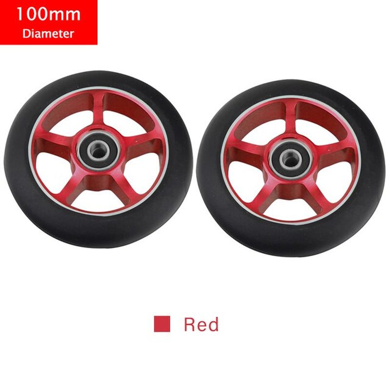 100Mm Scooter Wheels Replacement with Bearings Aluminum Wear-Resistant PU Stunt Scooter Parts Kick Scooter Accessories 2Pcs/Set