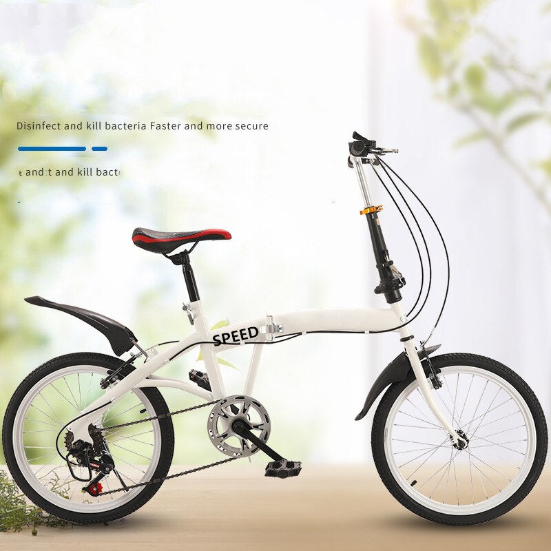 20 Inch Folding Bicycle City Portable Bike 7 Speed Light Weight Gift Double V Brake High Strength Foldable Cycling