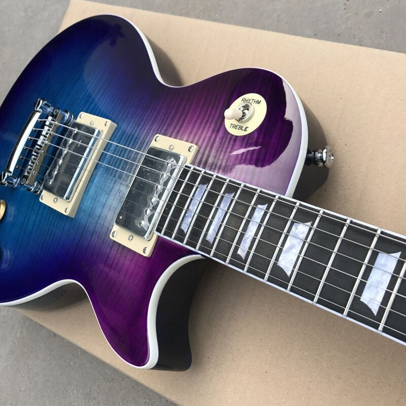 Free Delivery, Various Colors, Tiger Maple Top Electric Guitar, Silver Hardware Guitar