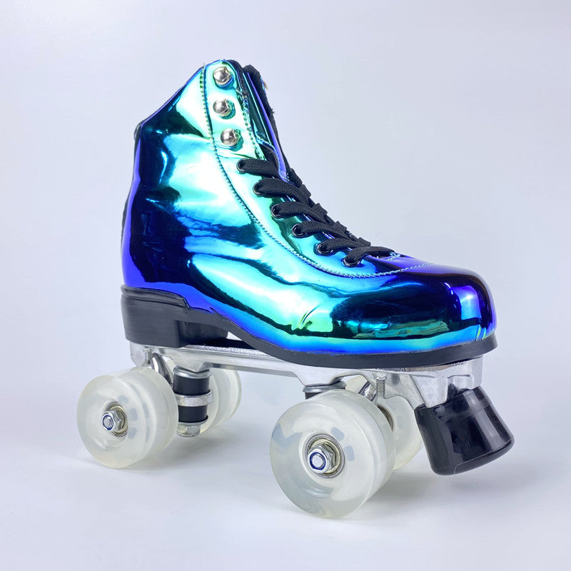 Woman Flashing Roller Quad Skate Roller Skates