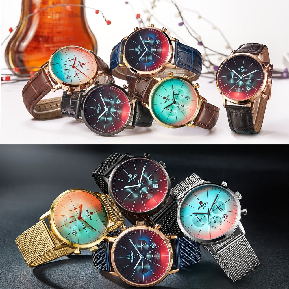 Color Bright Glass Watch Men Top Luxury Brand Chronograph