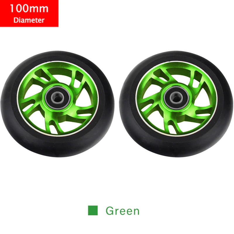 100Mm Scooter Wheels Replacement with Bearings Aluminum Wear-Resistant PU Stunt Scooter Parts Kick Scooter Accessories 2Pcs/Set