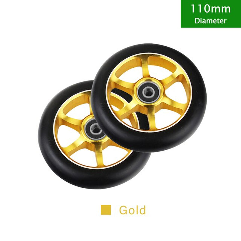 100Mm Scooter Wheels Replacement with Bearings Aluminum Wear-Resistant PU Stunt Scooter Parts Kick Scooter Accessories 2Pcs/Set