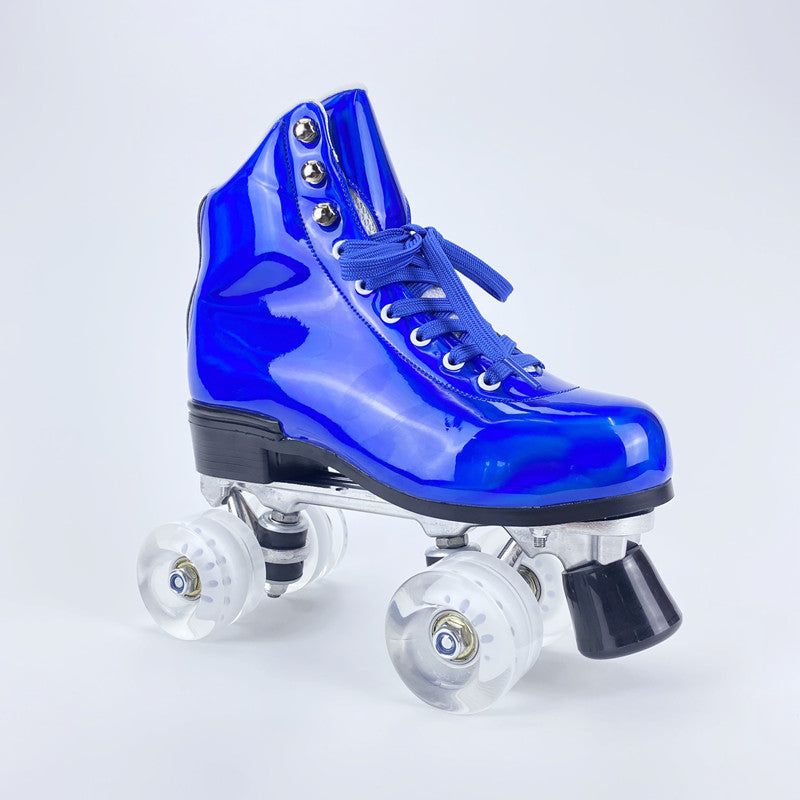Woman Flashing Roller Quad Skate Roller Skates