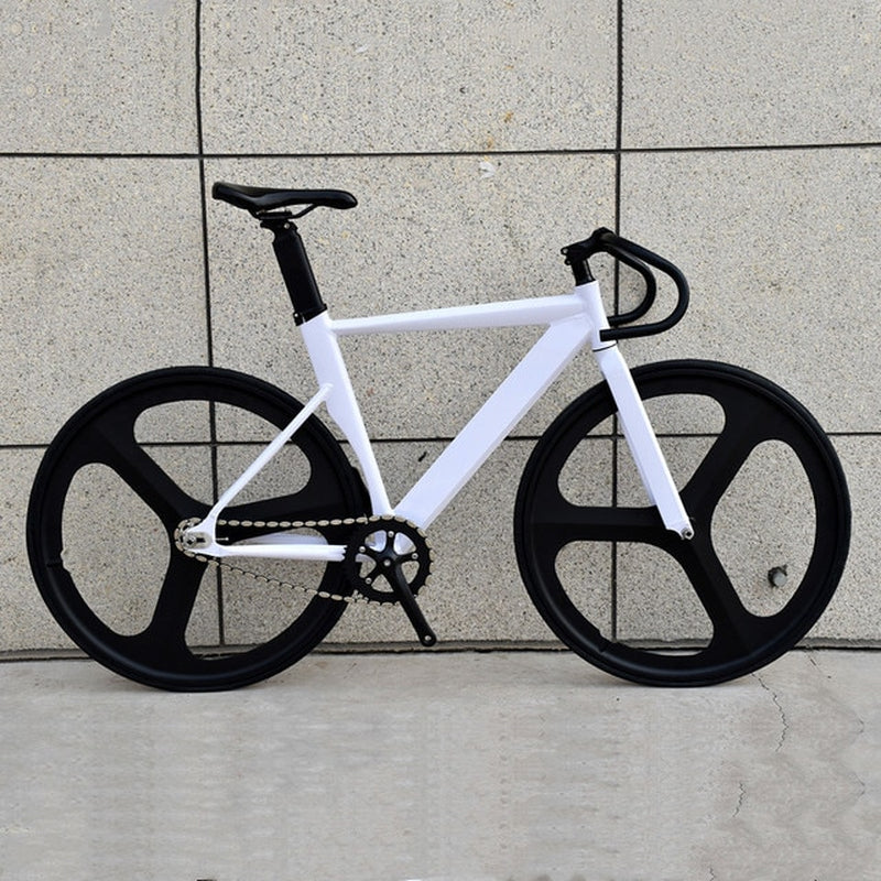 Fixed Gear Bike 700C Muscular Aluminum Alloy Frame 48Cm 52Cm 56Cm Track Fixie Bicycle with Double 3 Spokes Wheel and V Brakes