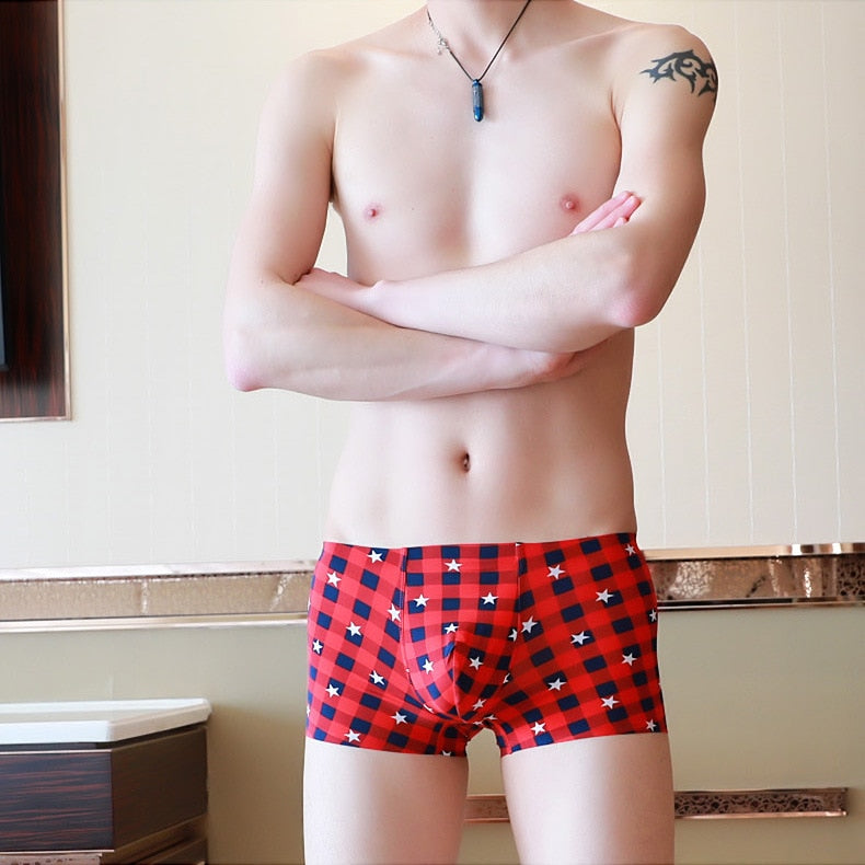 Solid Silk Cuecas Masculina Calzoncillo Boxer Shorts