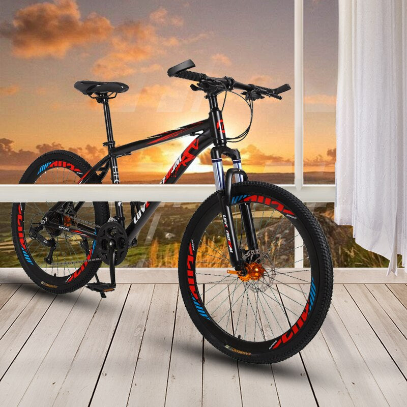 Love Freedom 21 Speed 26 Inch Mountain Bike Bicycles Double Disc Brakes Student Bike Bicicleta Road Bike Free Delivery
