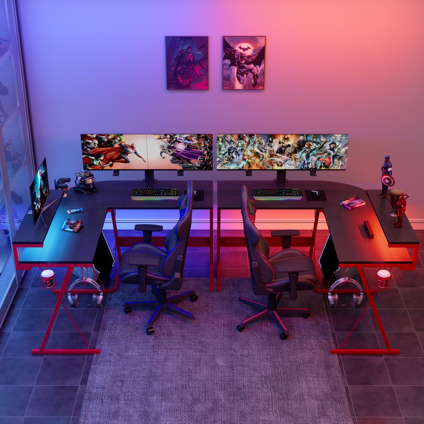 L Shaped With Round Corner Large Monitor Stand Workstation Computer Desk