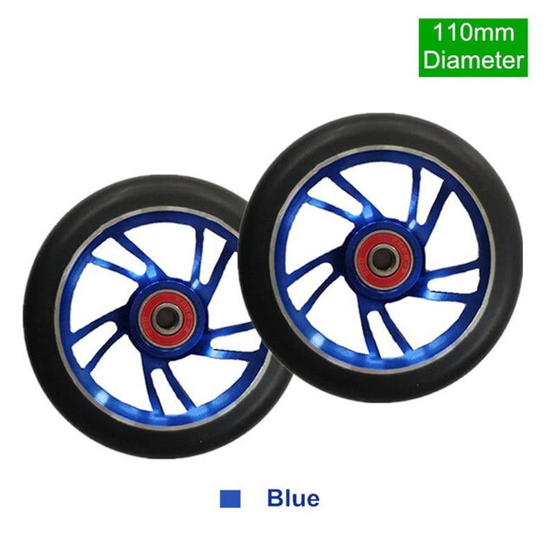 100Mm Scooter Wheels Replacement with Bearings Aluminum Wear-Resistant PU Stunt Scooter Parts Kick Scooter Accessories 2Pcs/Set